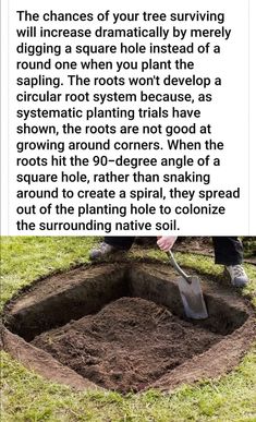 a man digging in the ground with a shovel and some dirt on top of it