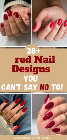 Fun Red Nails, Popular Nail Colors, Red Nails Glitter, Red Nail Art, Sweater Nails