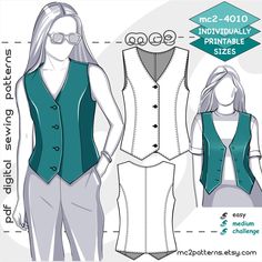 a woman's dress and vest sewing pattern