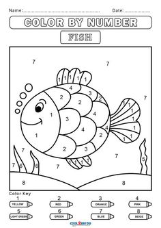 the color by number fish worksheet