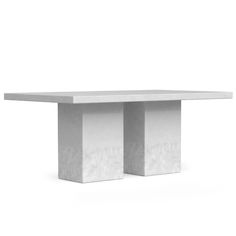 a white table with two square bases on each side and one rectangular base on the other