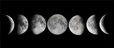 five phases of the moon in different stages