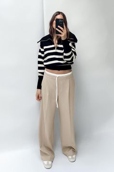 DOUBLE WAIST WIDE LEG PANTS Trouser Outfit, Wrap Jumpsuit, Pantalon Large, High Waisted Trousers, Trouser Jeans, Wide Leg Trousers, Skirt Top, Jacket Dress, Wide Leg Pants