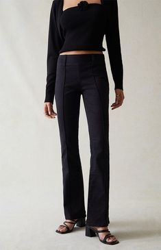 PacSun Stretch Black Low Rise Flare Pants | PacSun Black Dress Pants Outfits, Blonde Outfits, Legally Blonde Outfits, Low Rise Flare Pants, Dress Pants Outfits, Avon Skin So Soft, Slim Straight Pants, Black Slacks, Legally Blonde