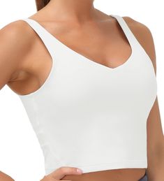 PRICES MAY VARY. 【Soft & Comfortable Material】 Crop tank sports bra make of lightweight, breathable and stretchy fabric, sweat-wicking keep you dry. 【Design-- Full coverage U-back】 sports bra for additional support with removeable pad, Great for low, medium and high impact activites. Full figure with racerback design not only effectively protect against shock, prevent the bra from shifting, but also beautify your back curve, increase the fashion sexy style. 【Match】Wear over your favorite sports White Align Tank, Align Tank Top, Gym People, High Support Bra, Align Tank, Functional Fashion, Running Workout, Yoga Bra, Active Wear Outfits