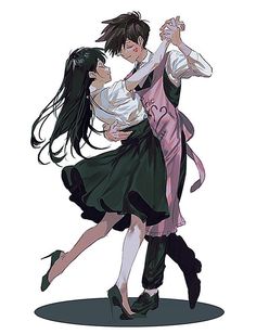 two people are dancing together in an artistic fashions pose with their arms around each other