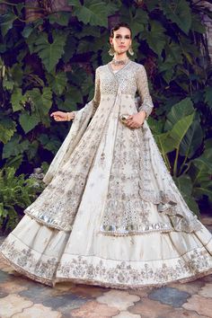 Pakistani Bridal Lehenga Gown and Dupatta Wedding Dress