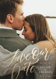 a man and woman kissing each other on the cover of a book called save our date