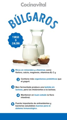 a poster with an image of two jars and spoons on the side, in spanish