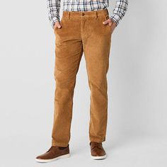 These corduroy chino pants from St. John's Bay men's collection provide a comfy and tailored look for everyday wear. Made from stretch-cotton for a straight-fit, they feature a button-zip fly, front slip pockets, and back button pockets. Wear them with a plaid button-down shirt or a knit pullover sweater.Front Style: Flat FrontFeatures: Stretch Fabric, Button FlyClosure Type: Button & ZipperFit: Straight FitPockets: 2 Back Button Pockets, 2 Front Slip PocketsRise: At WaistBase Material: 98% Cott Corduroy Pants Men, Corduroy Pant, Pants Corduroy, Mens Chinos, Chino Pants, Knit Pullover, Corduroy Pants, Chinos Pants, Men's Collection