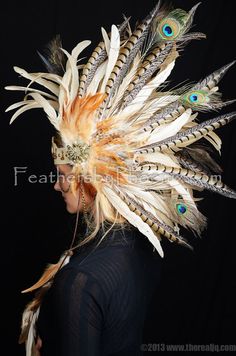 Custom Leather Headdress Feather Burning by FeathersByPhoenix Fitted Bohemian Headpiece For Costume Party, Fitted Fantasy Festival Headpieces, Bohemian Fitted Costume Hats And Headpieces For Festival, Bohemian Fitted Festival Costume Hats And Headpieces, Viking Makeup, Desert Dweller, Flower Room Decor, Warrior Goddess, Beaded Work