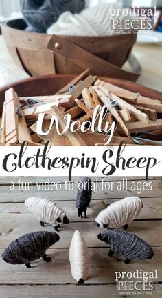 three small stuffed animals are on a wooden table with text overlay that says woolly gliddhepin sheep