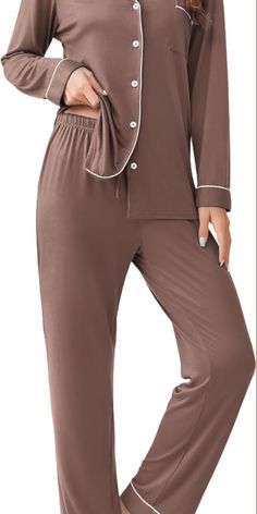 Ekouaer Womens Pajamas Set 2 Piece Button Down Pjs Soft Long Sleeve Top and Pants Sleepwear Set Lounge Sets Kids Luggage