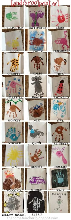 hand and footprints art project for toddlers to do with the kids in their classroom