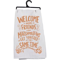 Welcome - Where Friends And Marshmallows  Kitchen Towel by PBK - BFF Here Marshmallow Design, Roasted Marshmallow, Decorative Kitchen Towels, Coastal Beach Decor, Roasting Marshmallows, Primitives By Kathy, Kitchen Dish Towel, Towel Pattern, Kitchen Dishes