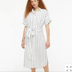 New J Crew Womens Relaxed Fit Short Sleeve Cotton Poplin Shirt Dress Stripe Xs. New With Tags $128 Measurements In Photos For Sizing Poplin Shirt Dress, Yellow Lace Dresses, Cute Casual Dresses, Dresses Casual Fall, Cotton Poplin Shirt, Poplin Dress, Short Dresses Casual, Sleeveless Sheath Dress, Midi Shirt Dress