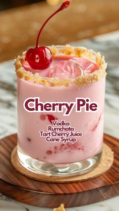 Cherry Cheesecake Martini, Alcoholic Drinks That Don't Taste Like Alcohol, Cherry Pie Cocktail, Mixed Drink Ideas For Parties, Cherrytini Cocktail, Cherry Syrup For Drinks, Cherry Mcgillicuddy Drinks, Cool Cocktail Ideas, Tart Cherry Juice Cocktail