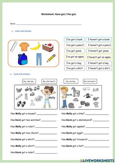 worksheet for kids to learn english with pictures and words on the front page