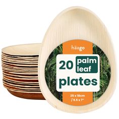 a stack of wooden plates sitting next to each other