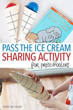 the cover of pass the ice cream sharing activity for preschoolers