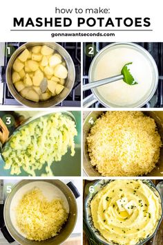 the steps to make mashed potatoes are shown