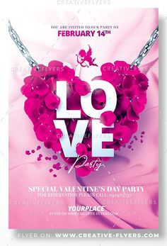 Valentine's day flyer to download Love Party, Party Flyer, Heart On, You Are Invited