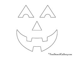 a black and white drawing of a jack o'lantern face with three different shapes