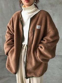 Women's Autumn/Winter Letter Graphic Drop Shoulder Zip Closure Casual Sweatshirt Camel Casual  Wrist-Length Sleeve Polyester Letter Zip Up Non-Stretch  Women Clothing, size features are:Bust: ,Length: ,Sleeve Length: Brown Sweatshirt, Womens Tights, Workout Sweatshirt, Womens Fleece, Casual Coat, Inspiration Mode, Print Pullover, Kids Sleepwear, Sweatshirt Dress