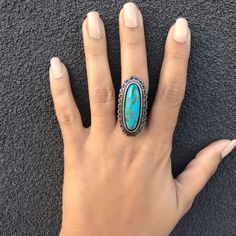 Simulated Turquoise Silver Tone Fashion Statement Ring Nickel-free Bohemian Turquoise Ring, Nickel-free Blue Turquoise Ring Bohemian Style, Oval Nickel-free Blue Turquoise Ring, Turquoise Ring With Large Stone, Fashion Rings Silver, Square Rings, Fashion Ring, Gold Plated Rings, Amethyst Ring