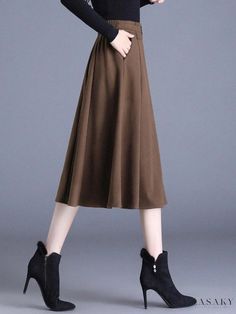 Lasaky - Stylish High-Waisted Pleated Skirt with Flared Hemline - Fashionable Midi Skirt with Flowy Silhouette Umbrella Silhouette, Midi Skirts Style, Umbrella Dress, Umbrella Skirt, High Waisted Pleated Skirt, Umbrella Designs, Flow Design, Flowy Design, Skirts Midi High Waisted