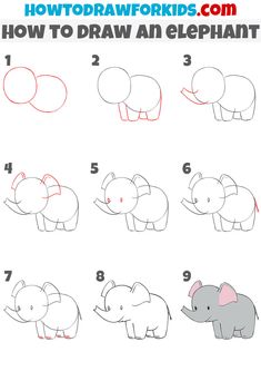 how to draw an elephant for kids step by step with pictures and instructions on how to draw