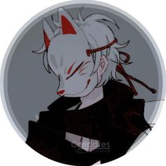 an anime character with white hair and red eyes