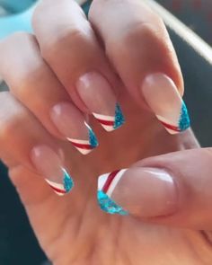 4th Of July Nails Natural Short, Subtle Fourth Of July Nails, July 4 Nails, Forth Of July Nails, Patriotic Nail Designs, Nails 4th Of July, American Flag Nails