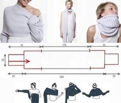 the diagram shows how to tie a scarf around your neck and shoulders in order to keep warm