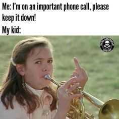 a girl playing a trumpet with the caption tag a mate to show how much you appreciate them