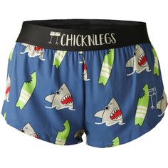 Closeup product shot of the women's blue sharks 1.5 inch split running shorts from ChicknLegs. Chicken Legs Running Shorts, Chicken Leg Shorts, Chicken Legs Shorts, Fish Are Friends Not Food, Track Team, Shorts Workout, Blue Shark, Running Shorts Women, Athletic Hairstyles