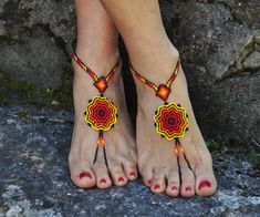 This listing is for a PAIR of beautiful and UNIQUE barefoot sandals handmade in the HUICHOL style. Made of high quality Japanese myuki seed beads and extra strong nylon thread. They make a beautiful combination with the leather sandals (pictures 4,7 and 10) also available in my shop. These sandals are very resistant and suitable for many environments. They will embellish your feet and you can wear it with sandals in a variety of styles from work to casual to evening attire. Beautiful to wear on Traditional Beaded Toe Ring Barefoot Sandals, Traditional Handmade Toe Ring Barefoot Sandals, Traditional Anklets For Beach Festivals, Traditional Adjustable Beaded Barefoot Sandals, Traditional Handmade Barefoot Sandals For Festivals, Traditional Adjustable Barefoot Sandals For Festivals, Adjustable Traditional Barefoot Sandals For Festivals, Traditional Beaded Barefoot Sandals For Festival, Traditional Beaded Anklets For Festival