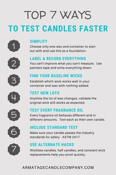 the top 7 ways to test candles faster info graphic by armitage candle company