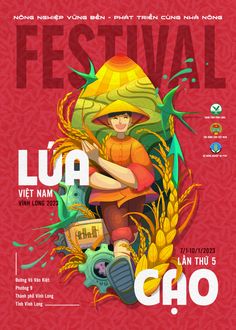 a poster for the festival with an image of a person sitting on top of a pile of food