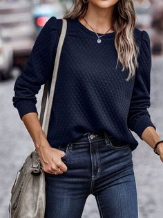 Elegant Sweater, Knitting Women Sweater, Long Sleeve Sweatshirt, Casual Sweaters, Wide Leg Denim, Long Sleeve Sweatshirts, Casual Outfit, Long Sleeve Pullover, Ladies Tops Fashion