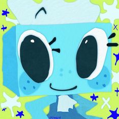 an image of a cartoon character with big eyes and stars around it's edges