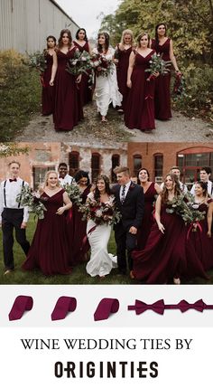 the bride and groom are posing for pictures with their wedding party