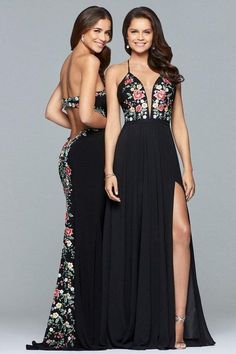 Simple Prom Gown, Long Chiffon Evening Dress, Cold Shoulder Gown, Embroidered Bodice, Embroidered Chiffon, Chiffon Evening Dresses, Perfect Prom Dress, Long Evening Gowns, Prom Dresses Online