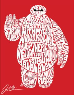 a red and white poster with an image of a gorilla on it's back