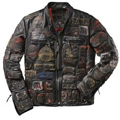 Punk Biker Embroidery Patchwork Streetwear Vintage Wax Black Real Leather Jacket | eBay Patchwork Streetwear, Embroidery Patchwork, Real Leather Jacket, Vintage Clothing Men, Punk Style, Artificial Leather, Punk Fashion, Cowhide Leather, Real Leather