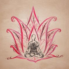 a drawing of a person sitting in a lotus position