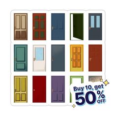 the door stickers are on sale for $ 50 each or all of them have different colors