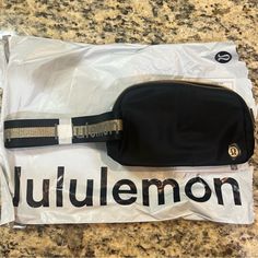 Nwt Lululemon Everywhere Belt Bag In Black And Gold Purchased From Website, No Longer Available Online Or In Store Black Lululemon Belt Bag, Black Fanny Pack Outfit, Lulu Belt Bag, Fanny Pack Outfit, Lululemon Belt Bag, Black Fanny Pack, Lululemon Everywhere Belt Bag, Everywhere Belt Bag, Gold Belts