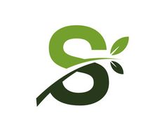 the letter s is made up of green leaves and has a leafy shape on it