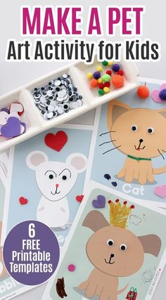 make a pet art activity for kids with free printable templates